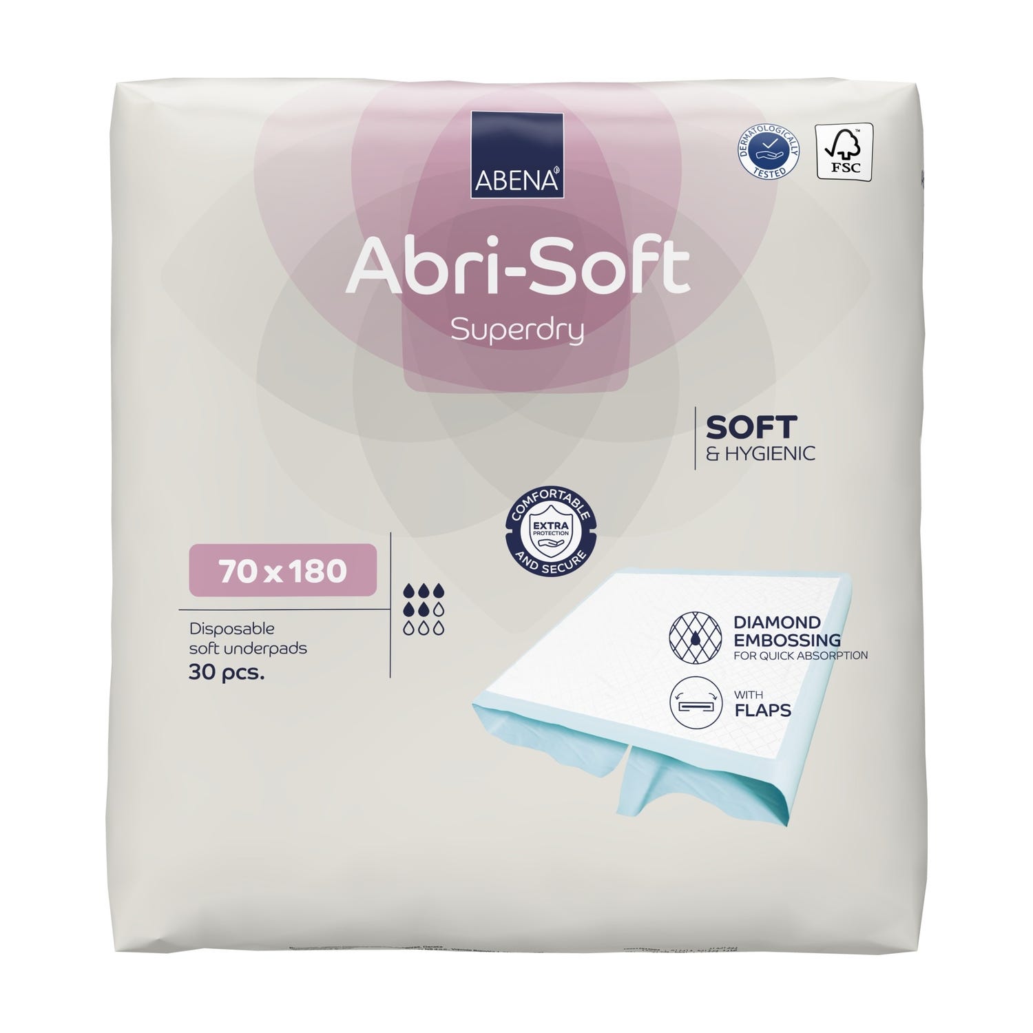 Abri Soft Superdry Bed Protector With Flaps Large 70 X 180 Cm 1750ml