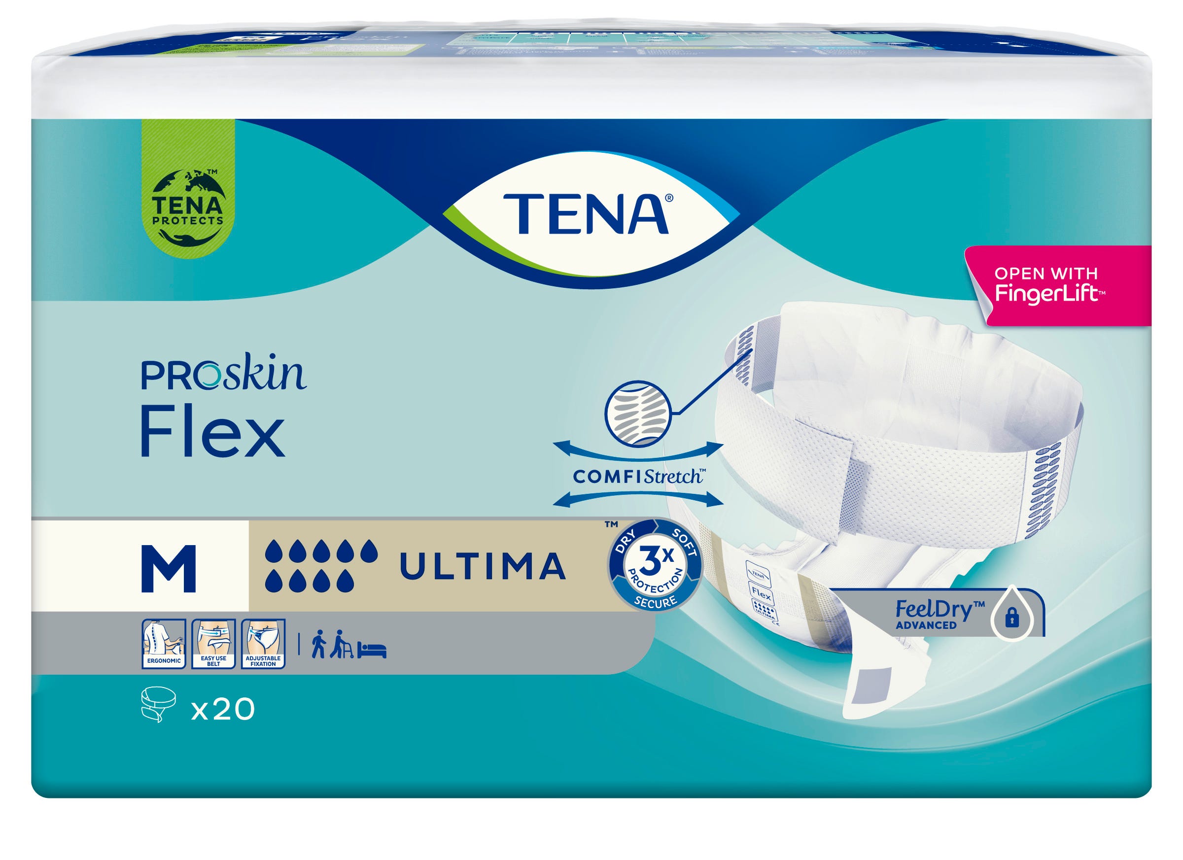 Tena Flex Proskin Ultima Medium Waist 71 102cm Unisex 2706ml White