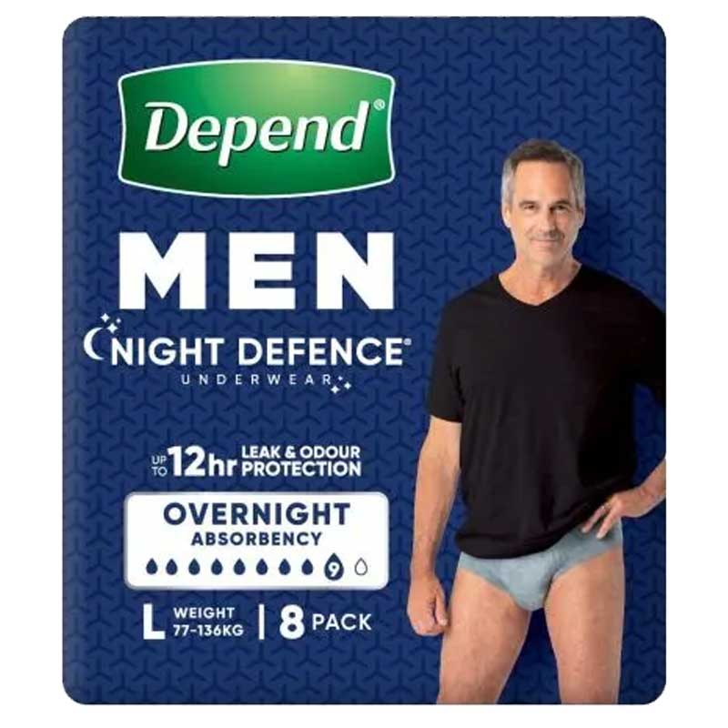 Depend Real Fit Night Defence Pants Large 97 127cm Male 1350ml Navy