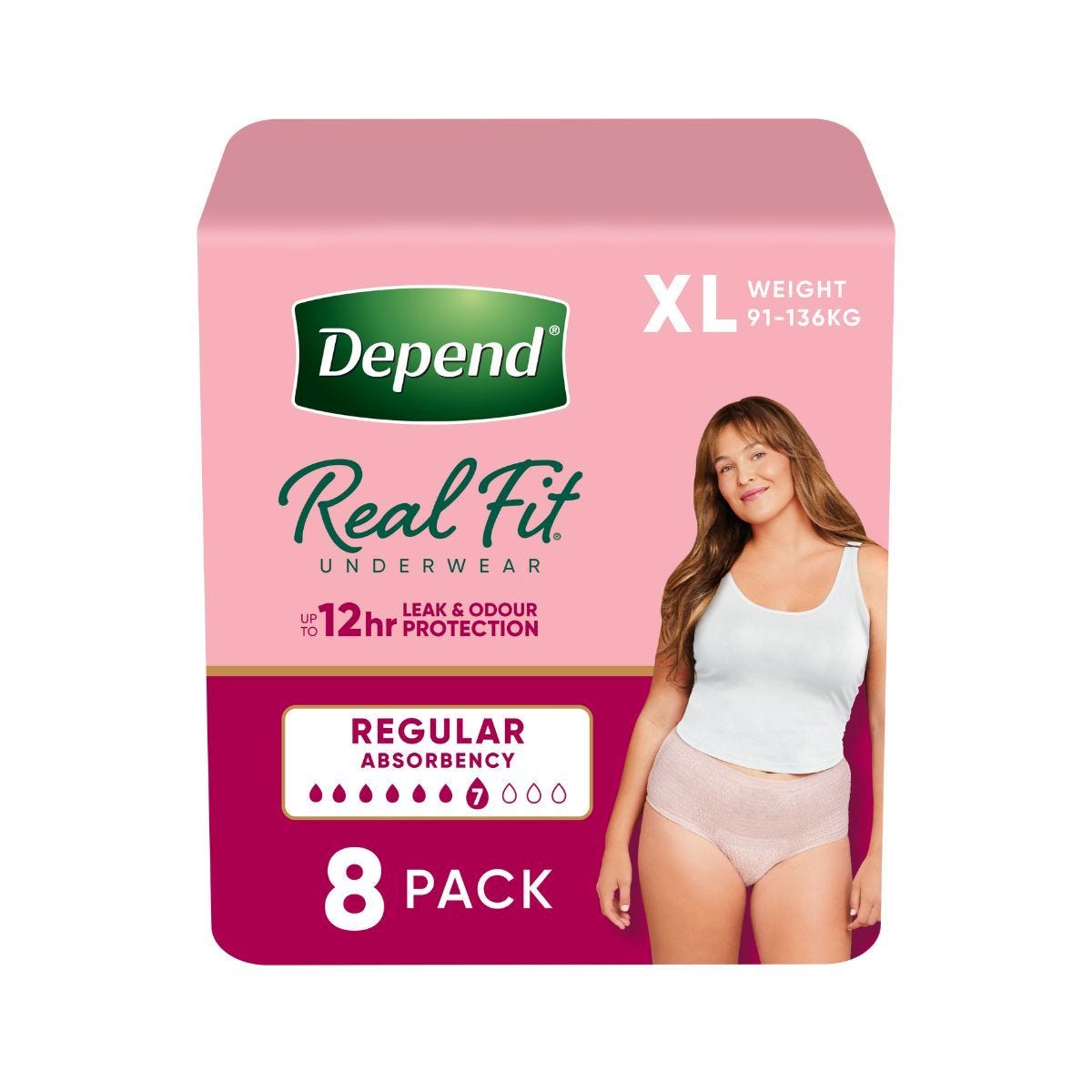 Depend Real Fit Regular Underwear For Women Xl Waist 122 162cm Female 620ml Nude