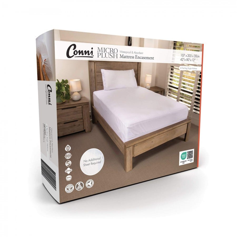 Micro Plush Fitted Sheet King Single 107x203cm Waterproof White