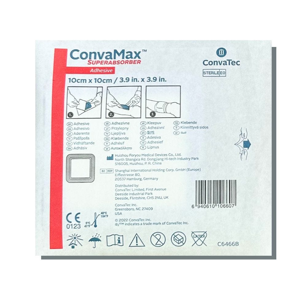 Convamax Superabsorber Adhesive Dressing 10cm X 10cm Blue