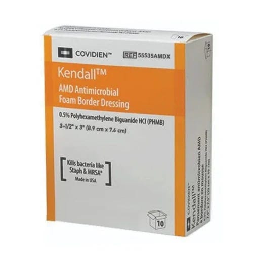 Kendall Amd Antimicrobial Foam Dressing 8.8x7.5cm