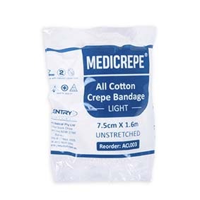 Medicrepe Cotton Crepe Bandage 7.5cmx1.6mtr (Unstretched) Lightweight