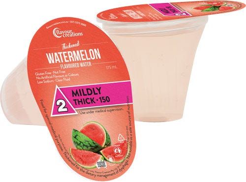 Flavour Creations Water Mildly Thick 150 Dysphagia Cup Watermelon