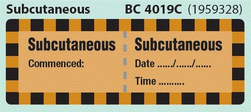 Label Subcutaneous Line And Catheter 70x25 Mm