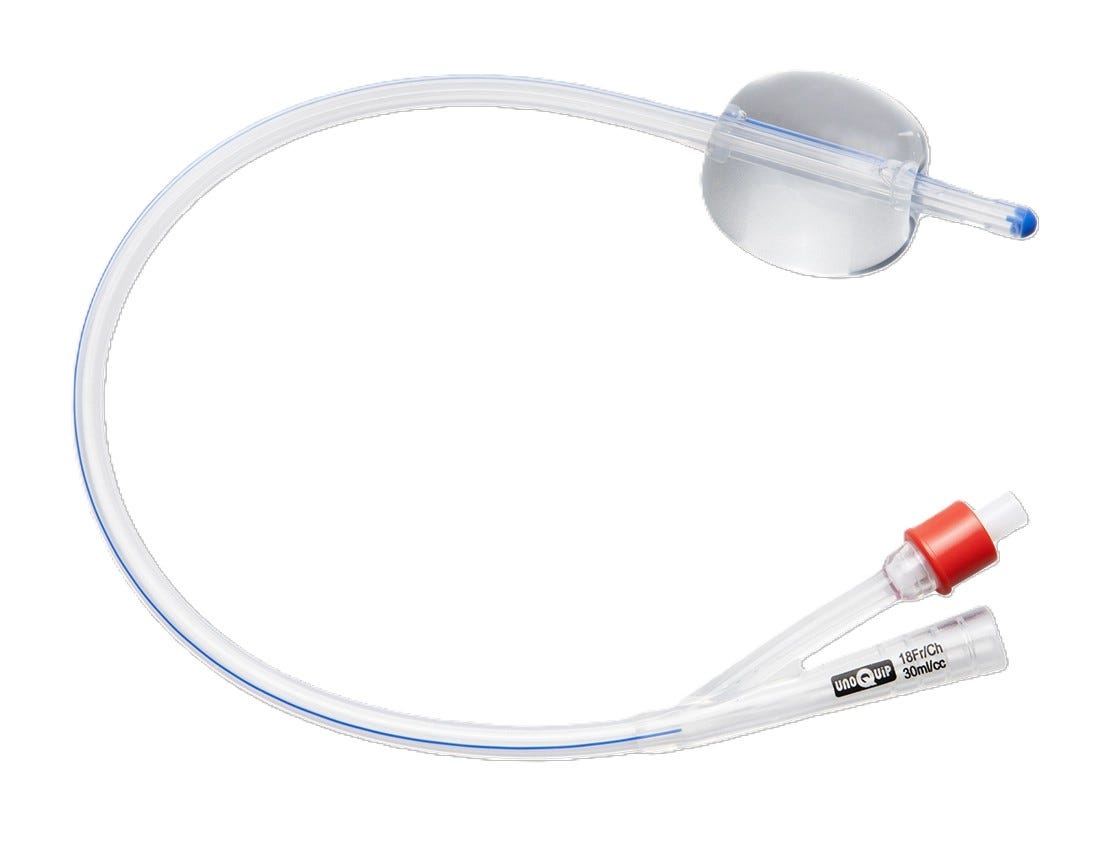 Unoquip Catheter Foley 2 Way 100% Silicone Ch18 Male 30ml 40cm